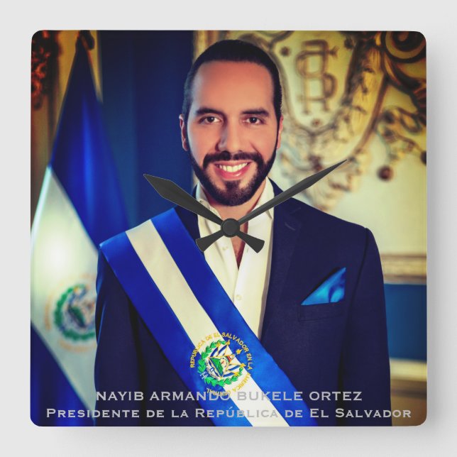Nayib Bukele, El Salvador Fyrkantig Klocka (Framsida)