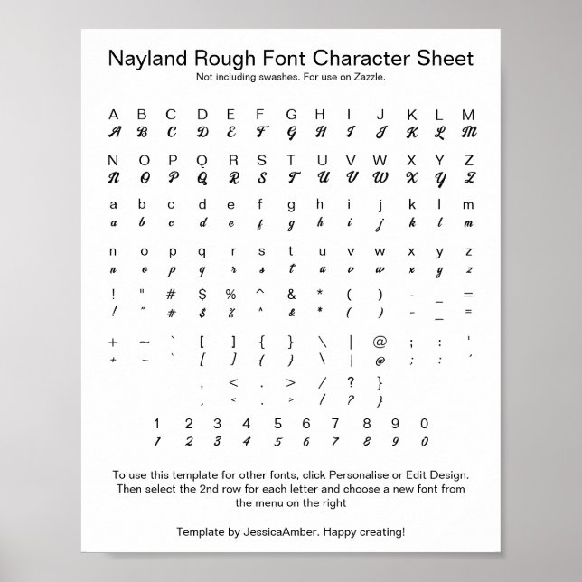 Nayland Rough Font Character Lakan för Zazzle Poster (Framsidan)
