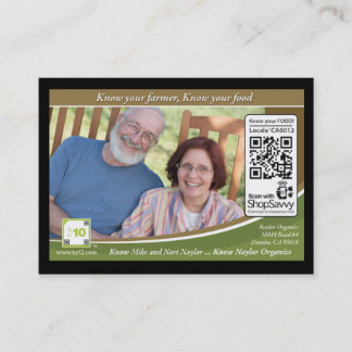 Naylor Organics Traceable Shelftalker Visitkort