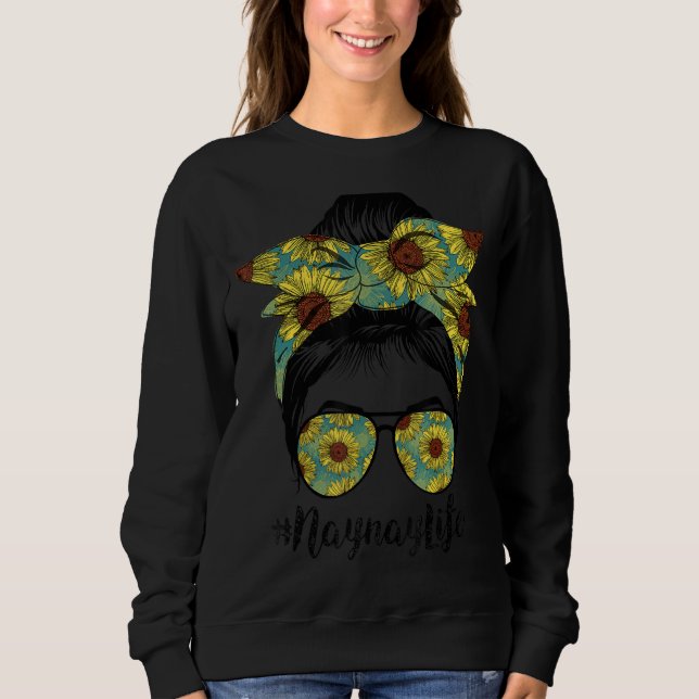 Naynay Life Messy Hair Bun SunblommWomen Mor' T Shirt (Framsida)