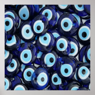 Nazar Amulets Evil Öga Stones Blue Mönster Poster