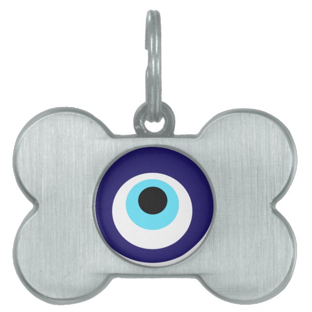Nazar amulett (den nazar boncuğuen) namnbricka husdjur (Framsidan)