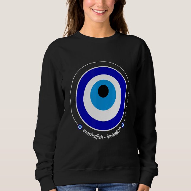 Nazar Blue Evil Öga Mashallah Inshallah Mashaall T Shirt (Framsida)
