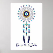 Nazar Evil Öga Mandala Dream Catcher i Guld Blue