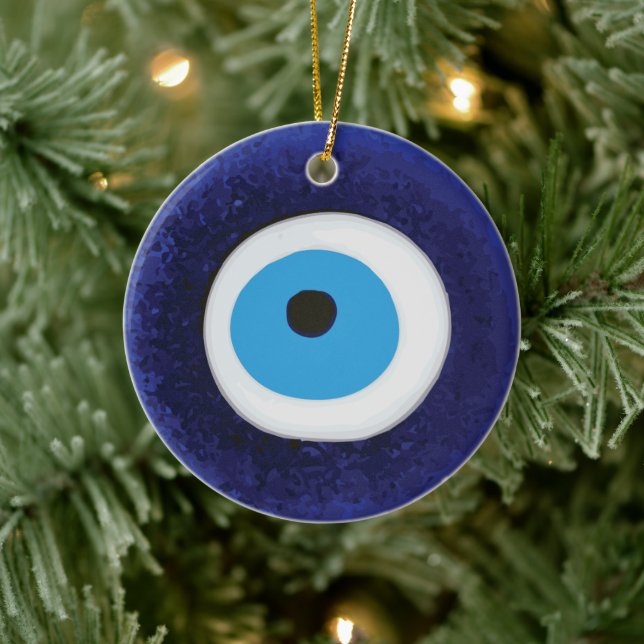 Nazar Evil Öga Protection Symbol Ceramic Ornament (Träd)