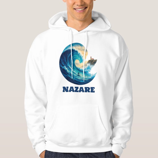Nazaré Big Wave Portugal Hoodie – Surf Coastline A (Framsida)