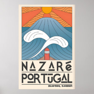 Nazare Portugal Oceantryck - Minimalistisk våg och Poster