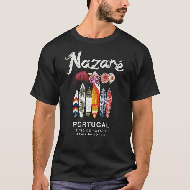Nazare Portugal Surfing Vintage T Shirt (Framsida)