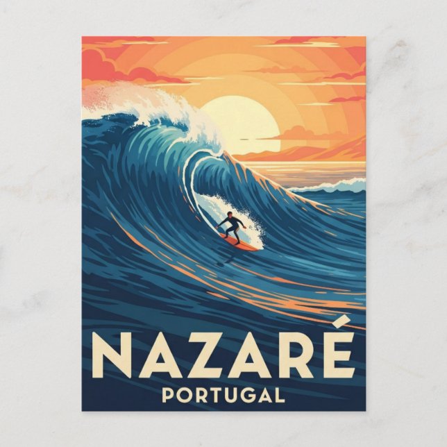 Nazare Portugal Surfing Vykort (Framsida)