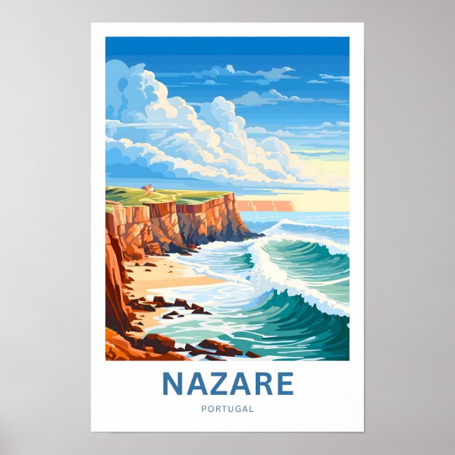 Nazare Portugal Travel Skriv ut Poster (Framsidan)