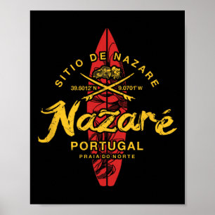 Nazaré Portugal Vintage Surfing _1 Poster