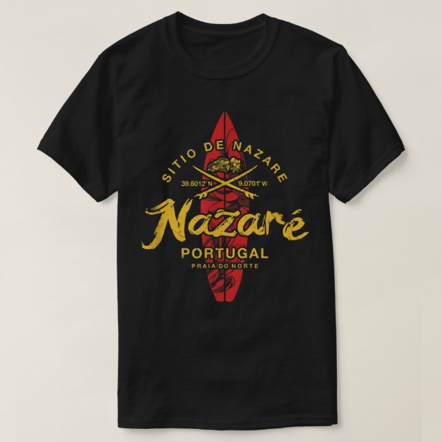 Nazare Portugal Vintage Surfing 498 T Shirt (Design framsida)