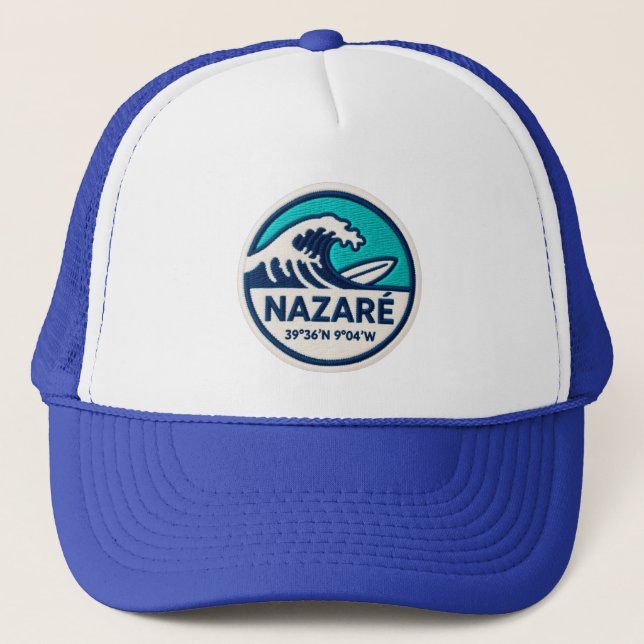 Nazaré Surf Trucker Hat – Portugal Coastal Wave Lo Keps (Framsida)