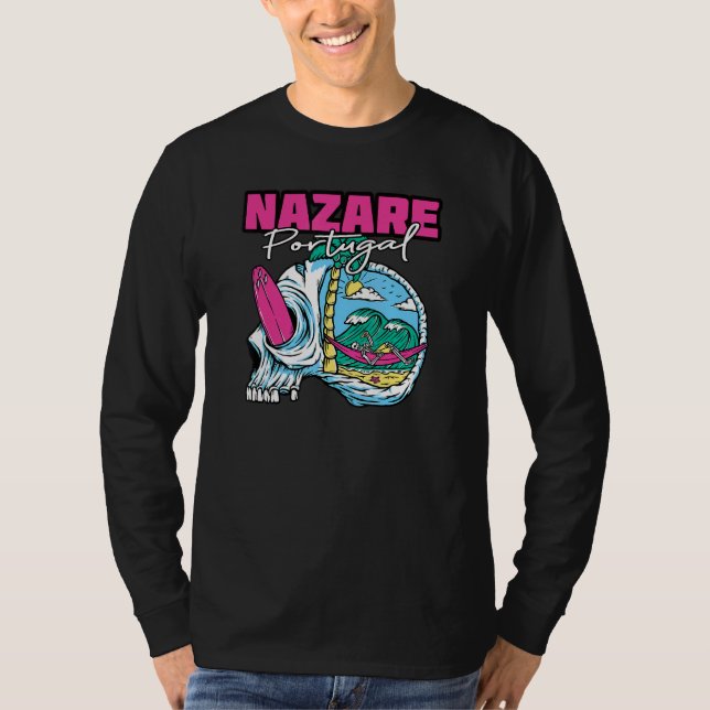 Nazare Surfer I Portugal Retro I Surfing I Nazare  T Shirt (Framsida)