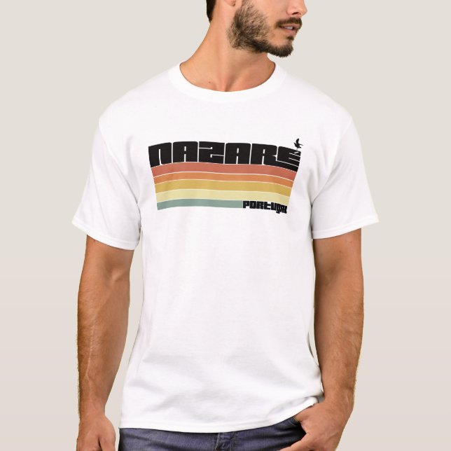 Nazare Surfing Beach Portugal T Shirt (Framsida)