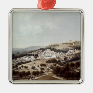 Nazareth som inristas av frottén julgransprydnad metall