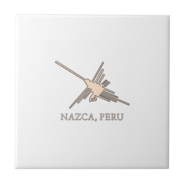Nazca Hummingbird Geoglyph Newsprint Kakelplatta (Framsidan)