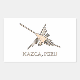 Nazca Hummingbird Geoglyph Newsprint Rektangulärt Klistermärke