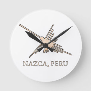Nazca Hummingbird Geoglyph Newsprint Rund Klocka