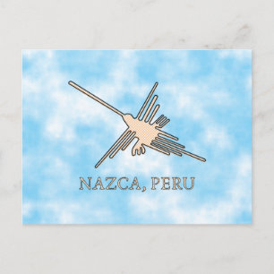 Nazca Hummingbird Geoglyph Newsprint Vykort