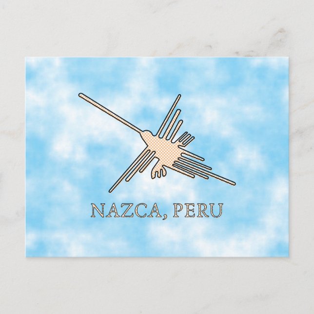 Nazca Hummingbird Geoglyph Newsprint Vykort (Framsida)