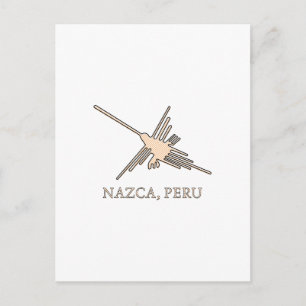 Nazca Hummingbird Geoglyph Newsprint Vykort
