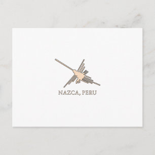 Nazca Hummingbird Geoglyph Newsprint Vykort