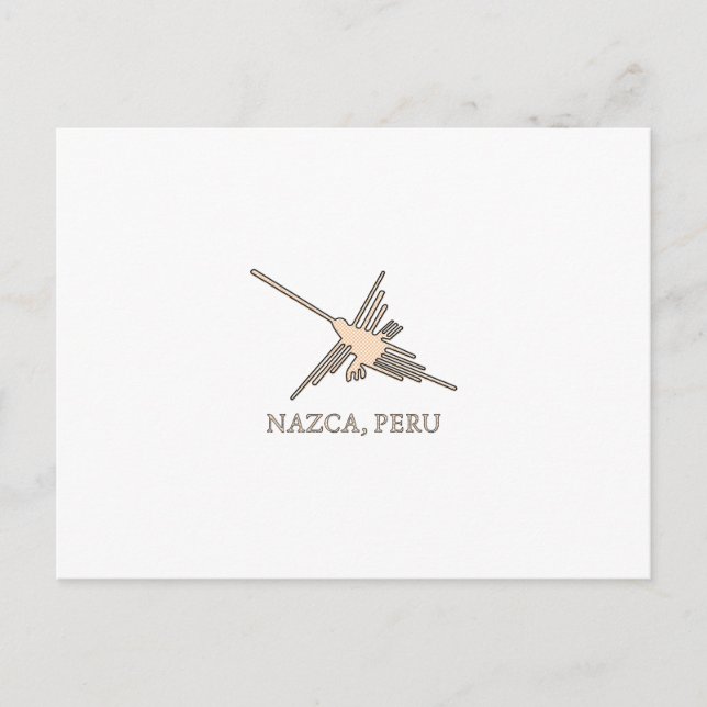 Nazca Hummingbird Geoglyph Newsprint Vykort (Framsida)