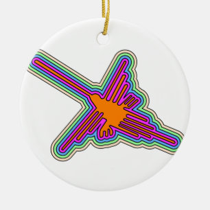 Nazca Hummingbird Peru Teckning Julgransprydnad Keramik