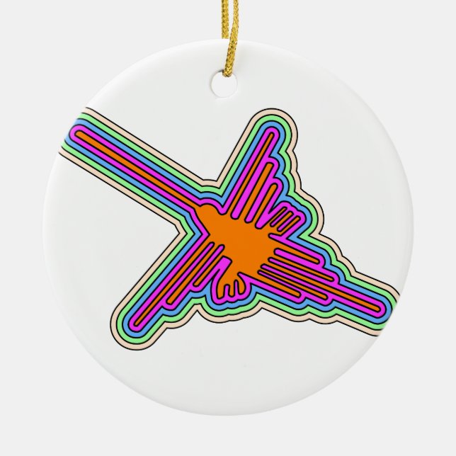 Nazca Hummingbird Peru Teckning Julgransprydnad Keramik (Framsidan)