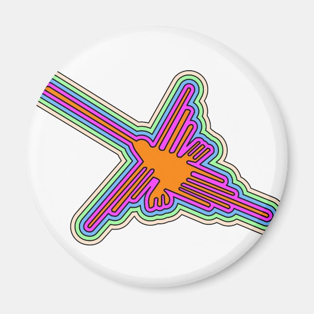 Nazca Hummingbird Peru Teckning Magnet (Framsidan)