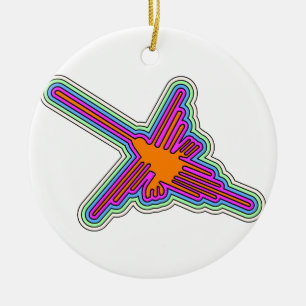 Nazca Kolibri Peru Ritning Julgransprydnad Keramik