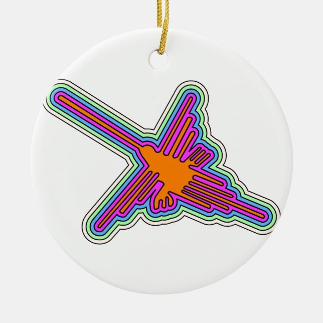 Nazca Kolibri Peru Ritning Julgransprydnad Keramik (Framsidan)