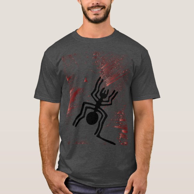 Nazca Linjer Geoglyphs - Ancient Black Spider T Shirt (Framsida)