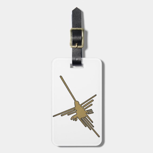 Nazca Linjer Hummingbird Faux Embroidery Print Bagagebricka (Vertikal Framsida)