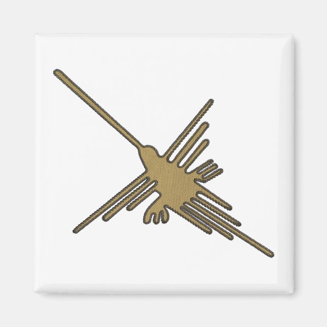 Nazca Linjer Hummingbird Faux Embroidery Print Magnet (Framsidan)