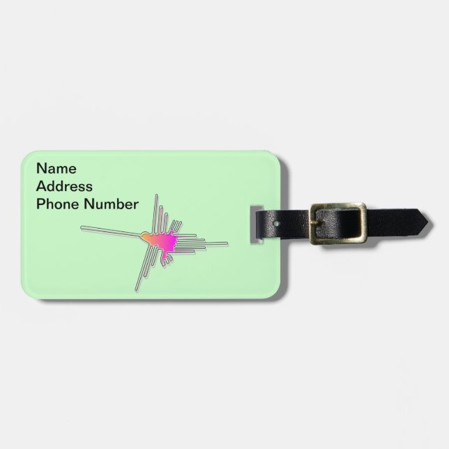 Nazca Linjer Hummingbird - Grönt Version Bagagebricka (Horisontell Framsida)