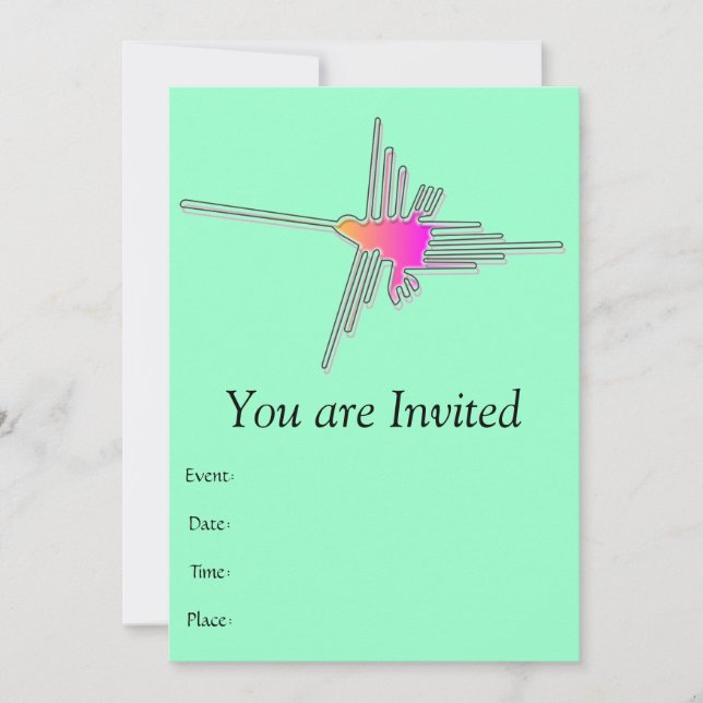 Nazca Linjer Hummingbird - Grönt Version Inbjudningar (Framsida)