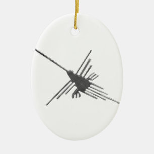 Nazca Linjer Hummingbird Newsprint Julgransprydnad Keramik