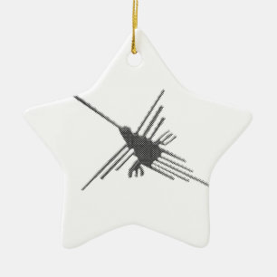 Nazca Linjer Hummingbird Newsprint Julgransprydnad Keramik