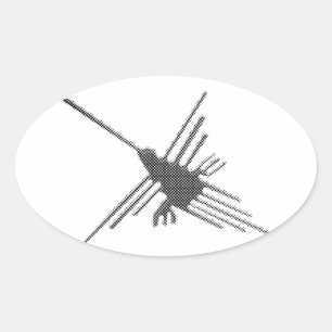 Nazca Linjer Hummingbird Newsprint Ovalt Klistermärke