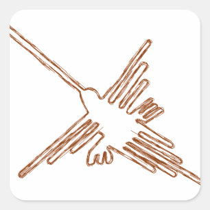 Nazca Linjer Hummingbird Sketch Fyrkantigt Klistermärke