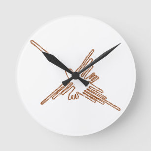 Nazca Linjer Hummingbird Sketch Rund Klocka