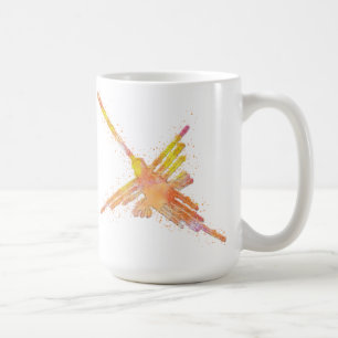 Nazca Linjer Hummingbird Watercolor Skriv ut Kaffemugg