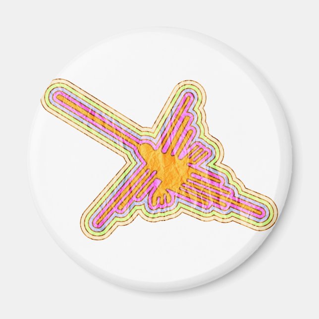 Nazca Linjer Hummingbird with Wrinkled Papper Effe Magnet (Framsidan)