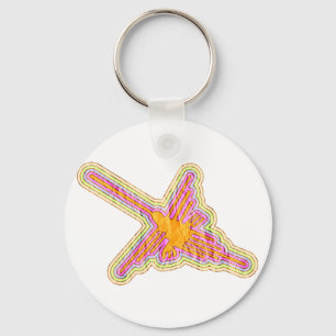 Nazca Linjer Hummingbird with Wrinkled Papper Effe Nyckelring