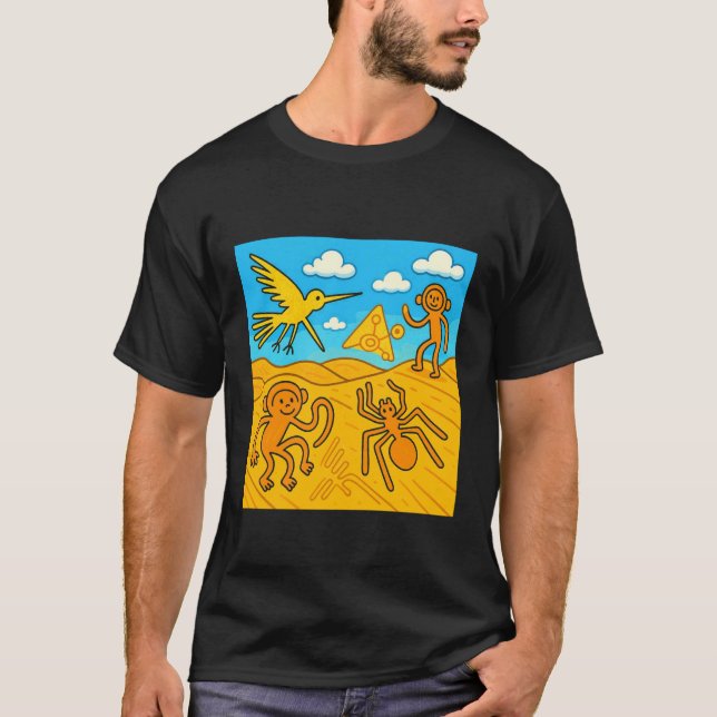 Nazca-linjer Peru Geoglyfer Retro T Shirt (Framsida)
