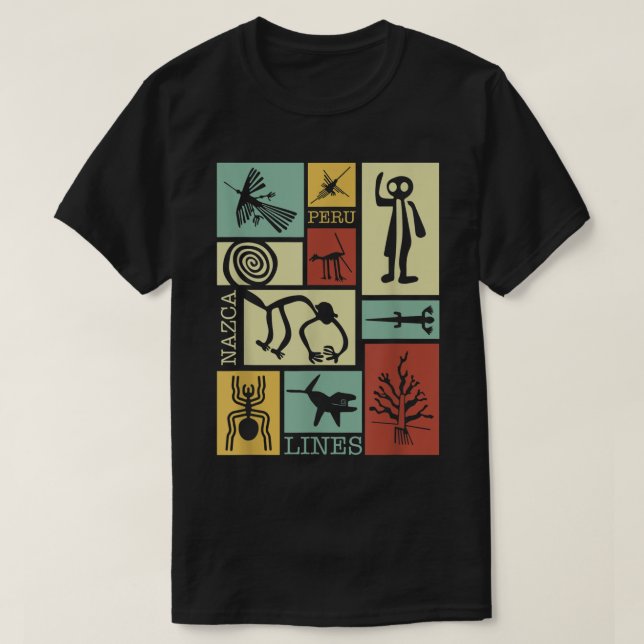 Nazca Linjer - Peru Geoglyph Monkey Astronaut Spid T Shirt (Design framsida)