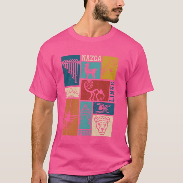 Nazca-linjerna - Peru Geoglyf Apa Astronaut Spinde T Shirt (Framsida)