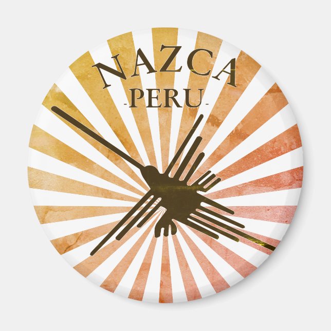 Nazca Peru Hummingbird Retro Sunset Magnet (Framsidan)